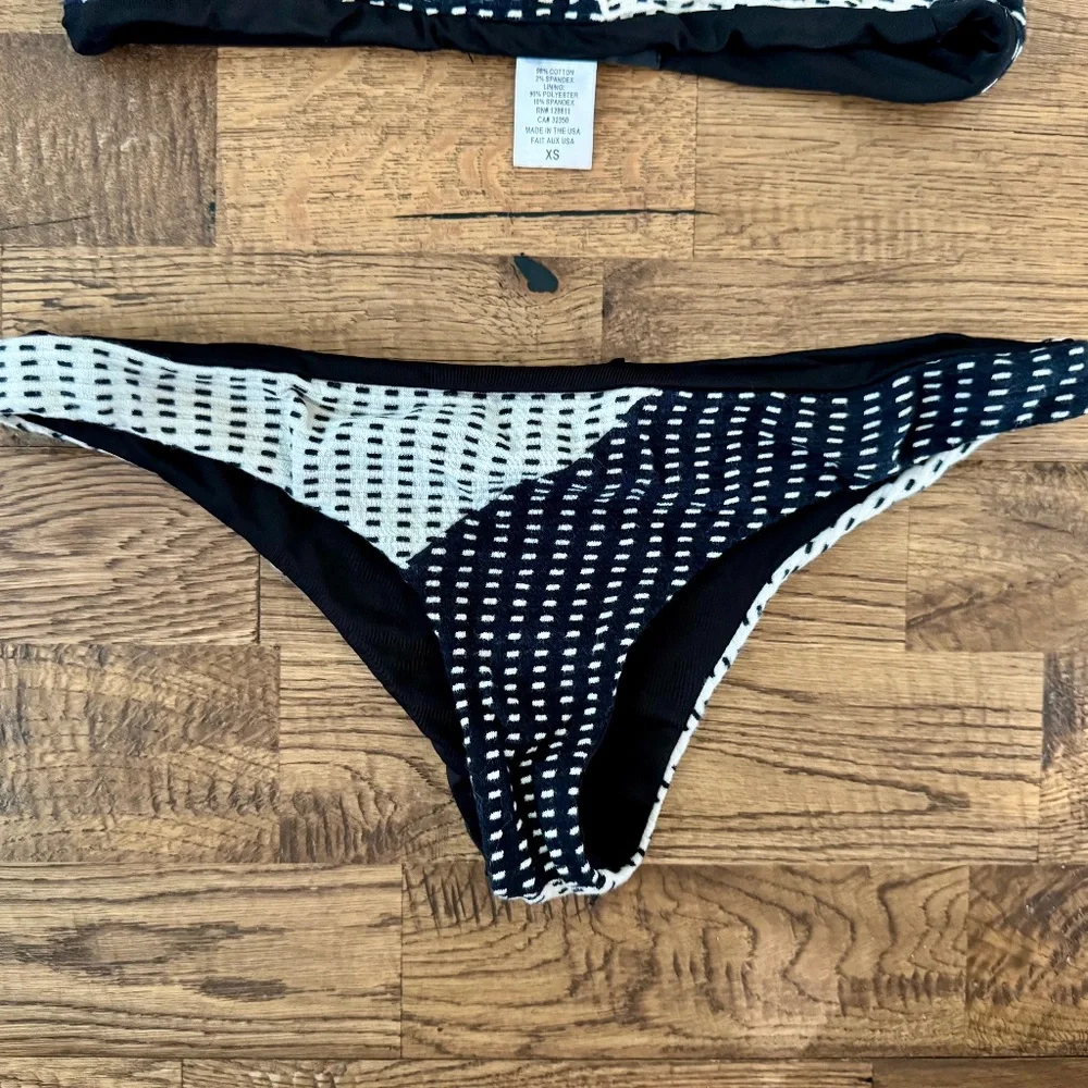 Beach‎ Riot Peyton Top Sandy Bottoms Bikini Black White Colorblock Size XS S B